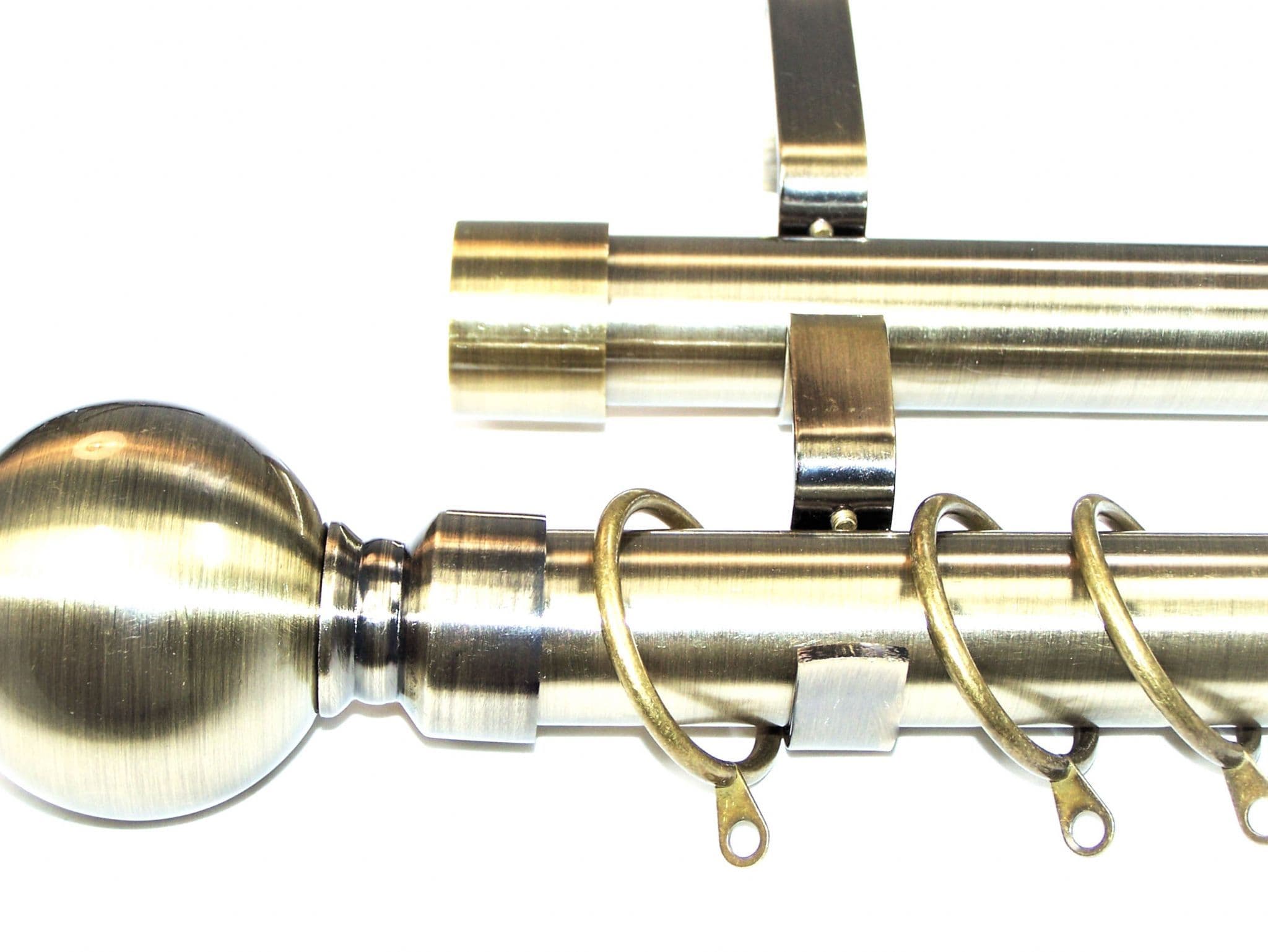 28/28mm Double Layer Antique Brass Curtain Pole Ball Finials