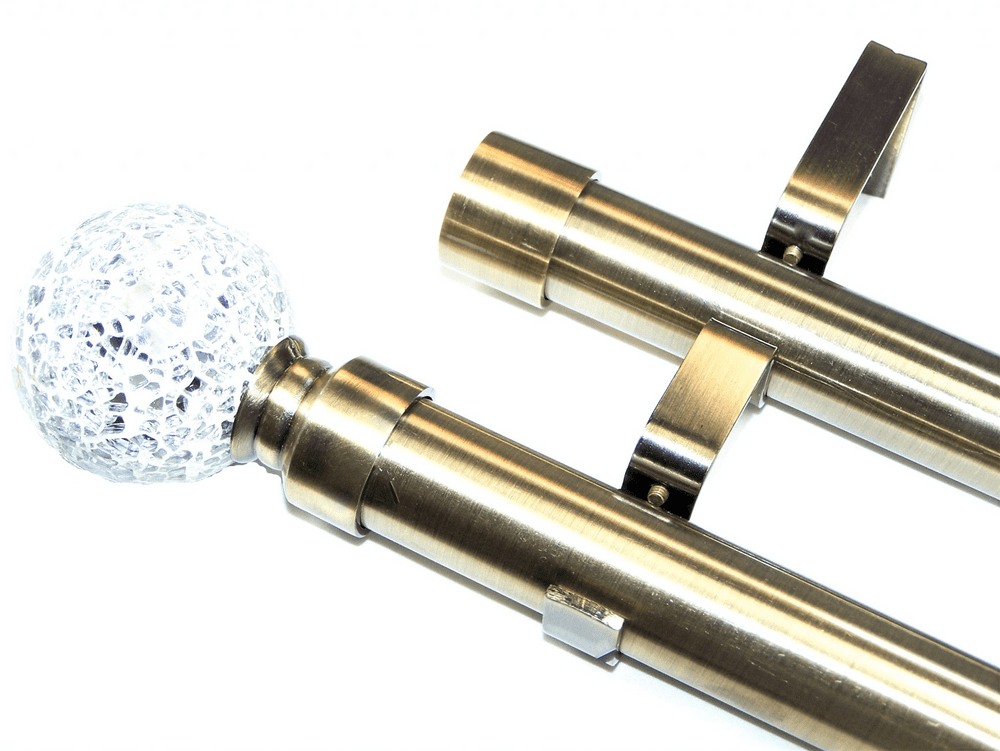 28/28mm Double Layer Antique Brass Eyelet Curtain Pole Mosaic Ball Finials