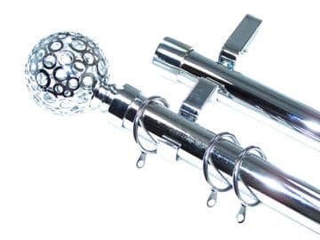 28/28mm Double Layer Chrome Curtain Pole Circle Ball Finials