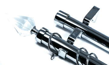 28/28mm Double Layer Chrome Curtain Pole Crystal Spear Finials