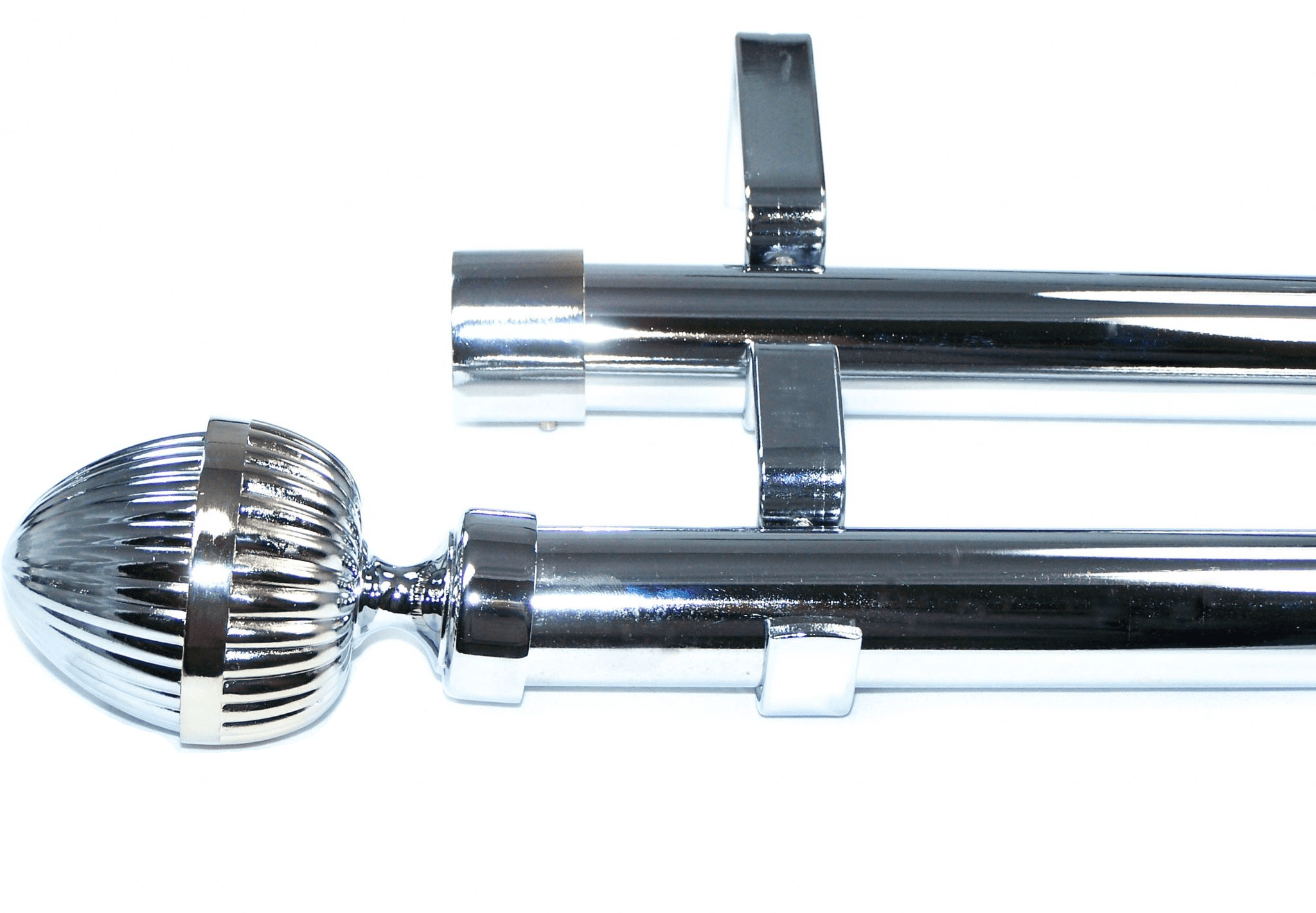 28/28mm Double Layer Chrome Eyelet Curtain Pole Acorn Finials