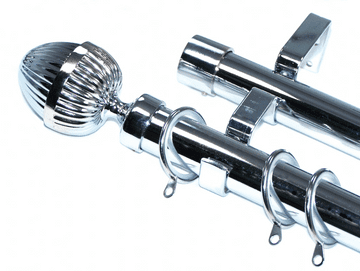 28/28mm Double Layer Chrome Pole Glider Rings Acorn Finials