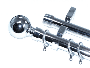 28/28mm Double Layer Chrome Pole Glider Rings Ball Finials