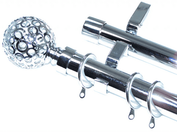 28/28mm Double Layer Chrome Pole Glider Rings Circle Ball Finials