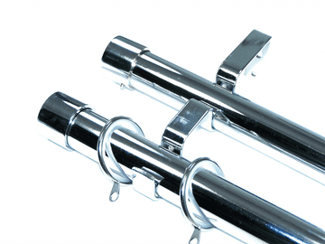 28/28mm Double Layer Chrome Pole Glider Rings End Cap Finials