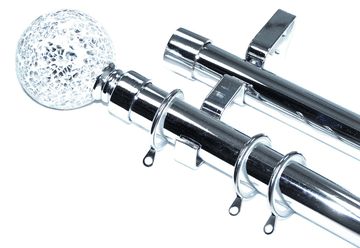 28/28mm Double Layer Chrome Pole Glider Rings Mosaic Ball Finials