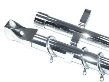 28/28mm Double Layer Chrome Pole Glider Rings Twisted Barrel Finials