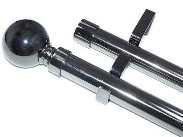 28/28mm Double Layer Graphite Black Eyelet Curtain Pole Ball Finials