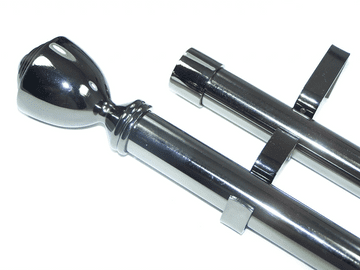 28/28mm Double Layer Graphite Black Eyelet Curtain Pole Trophy Finials