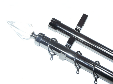 28/28mm Double Layer Graphite Black Pole Crystal Spear Finials