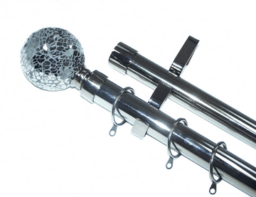 28/28mm Double Layer Graphite Black Pole Mosaic Ball Finials