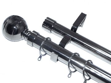 28/28mm Double Layer Graphite Black Pole Ribbed Ball Finials