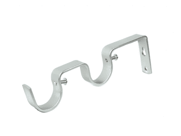 28/28mm Double Layer Satin Nickel Curtain Pole Wall Bracket 1 2 3