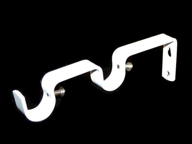28/28mm Gloss White Double Layer Curtain Pole Wall Bracket 1 2 3