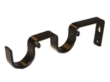 28/28mm Matt Black Double Layer Curtain Pole Wall Bracket 1 2 3