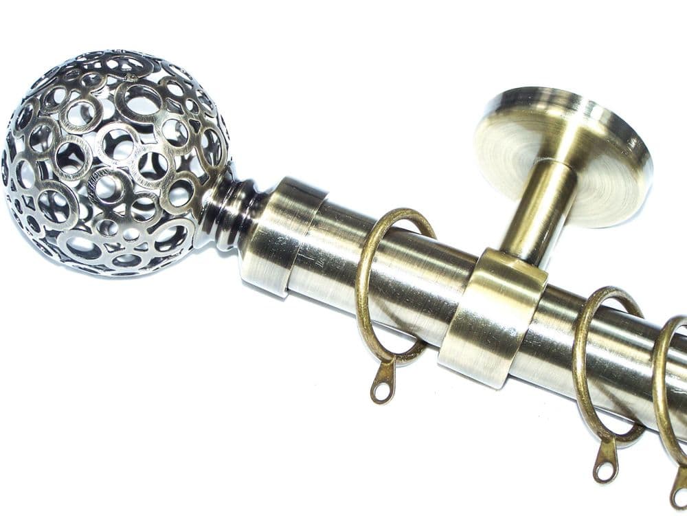 28mm Antique Brass Ceiling Bay Window System Circle Ball Finials 2 4m ...