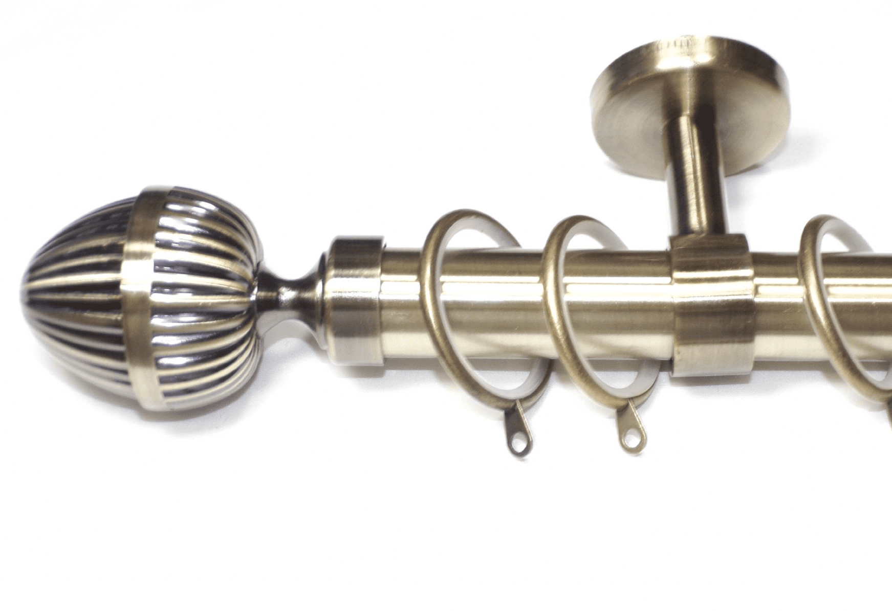 28mm Antique Brass Ceiling Pole Acorn Finials Glider Rings