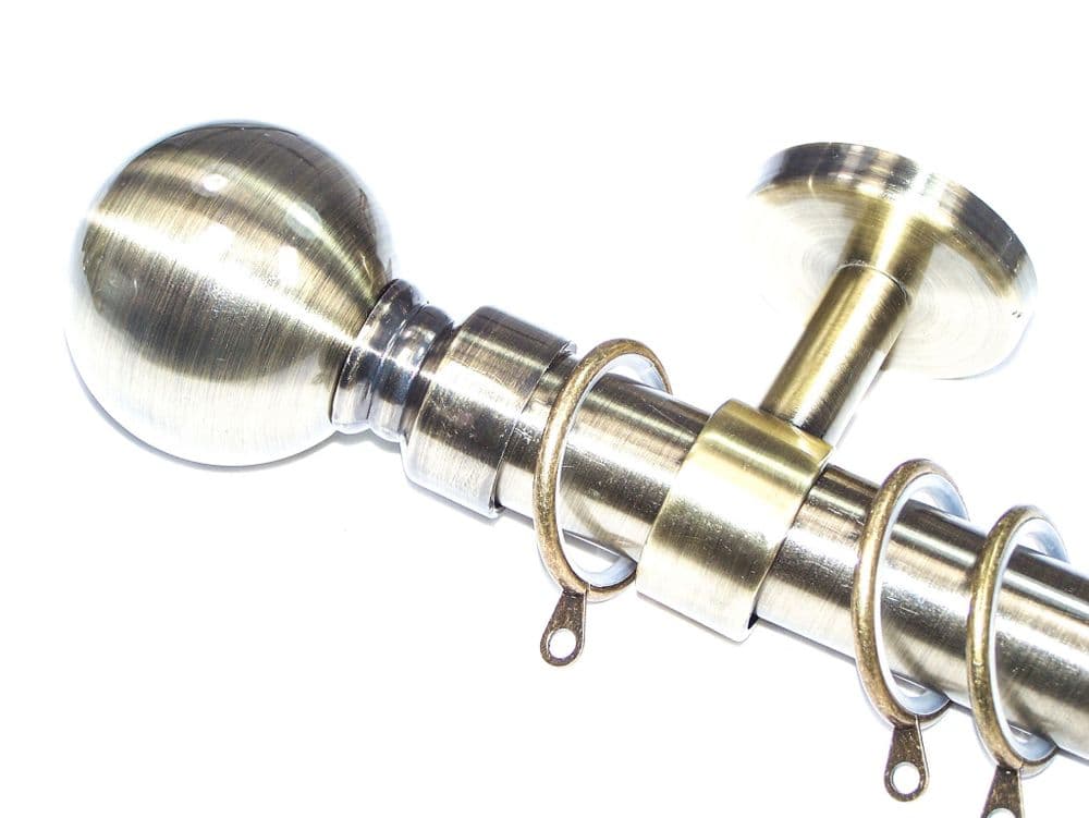 28mm Antique Brass Ceiling Pole Ball Finials Glider Rings