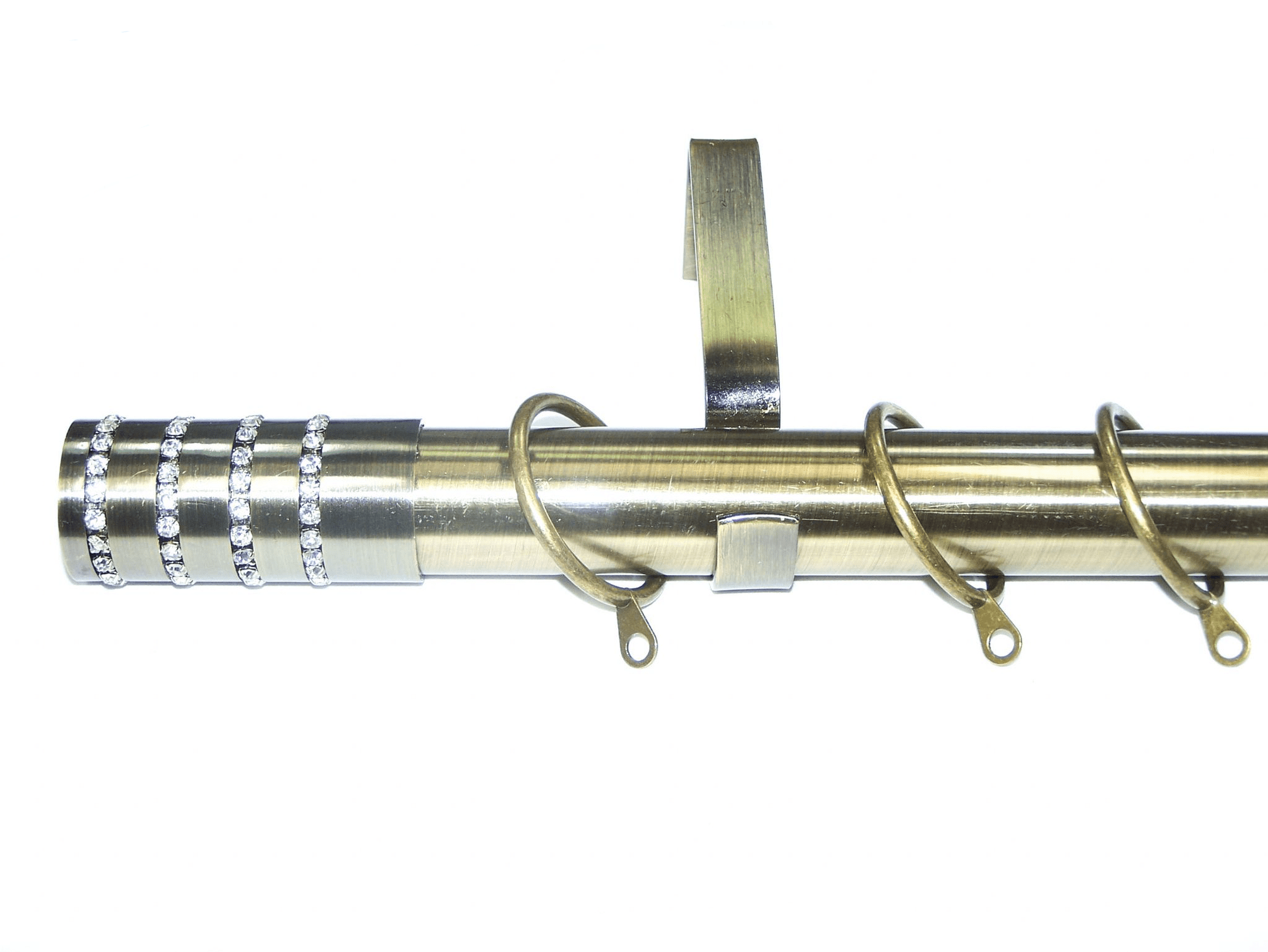 28mm Antique Brass Curtain Pole Diamante Barrel Finials