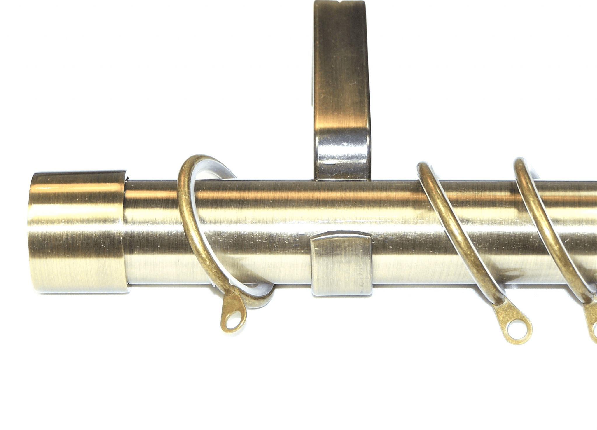 28mm Antique Brass Curtain Pole Glider Rings End Cap Finials