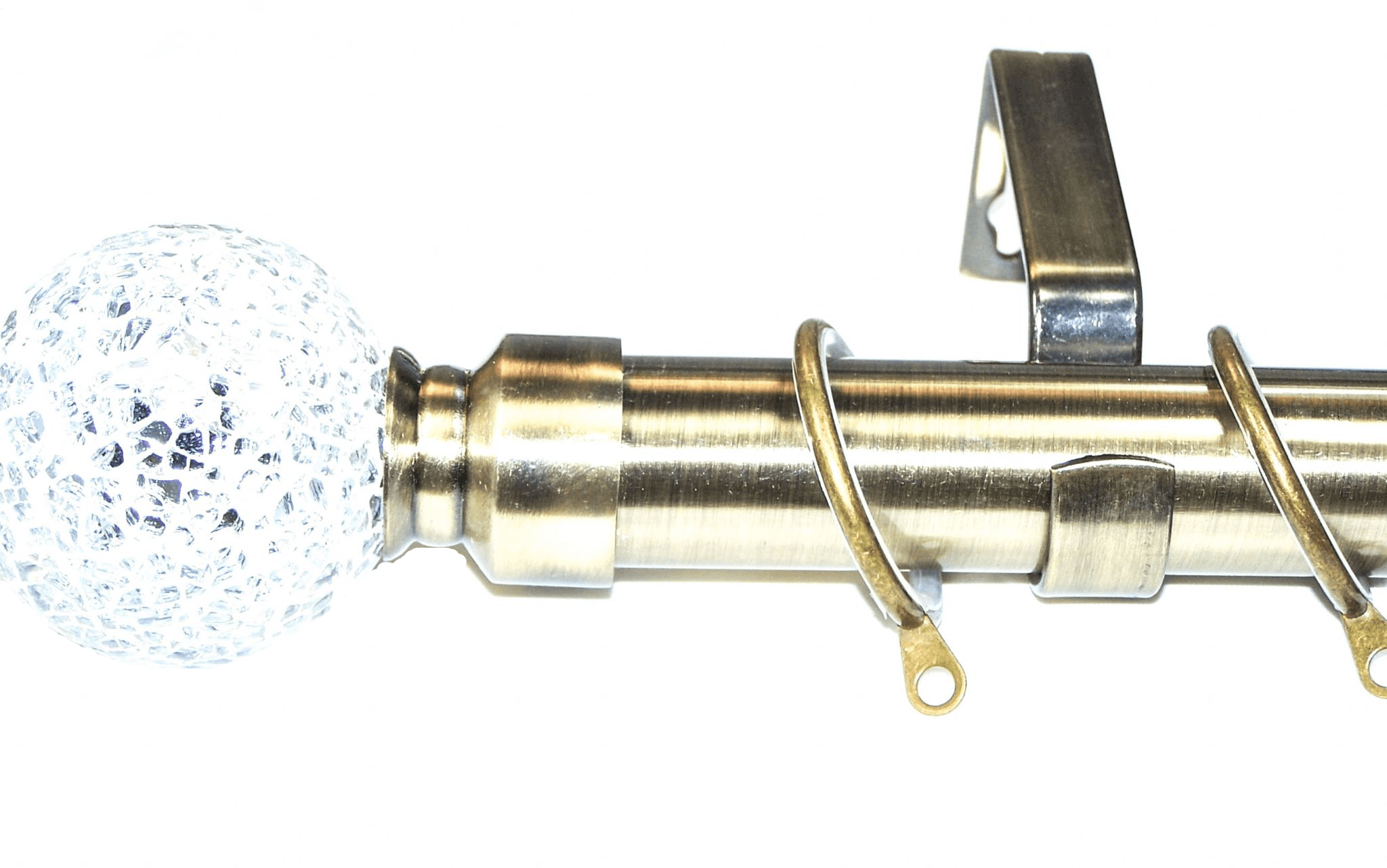 28mm Antique Brass Curtain Pole Glider Rings Mosaic Ball Finials