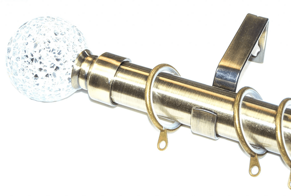 28mm Antique Brass Curtain Pole Glider Rings Mosaic Ball Finials