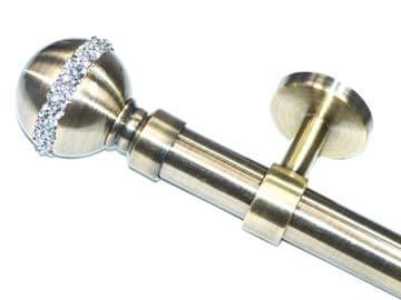 28mm Antique Brass Eyelet Bay Window System Diamante Finials 2.4m 3m 3.6m 3.9m