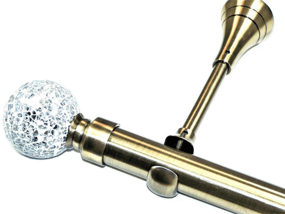 28mm Antique Brass Eyelet Designer Extra Deep Pole Mosaic Ball Finials