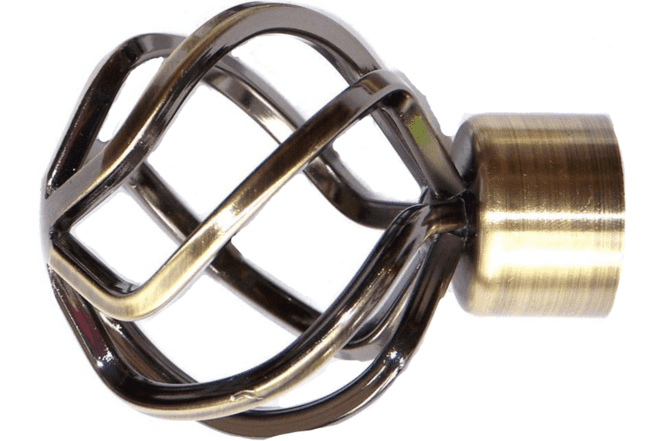 28mm Antique Brass Metal Twisted Cage Curtain Pole Finials