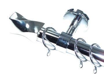 28mm Chrome Ceiling Bay Window System Twisted Barrel Finials 2.4m 3m 3.6m 3.9m