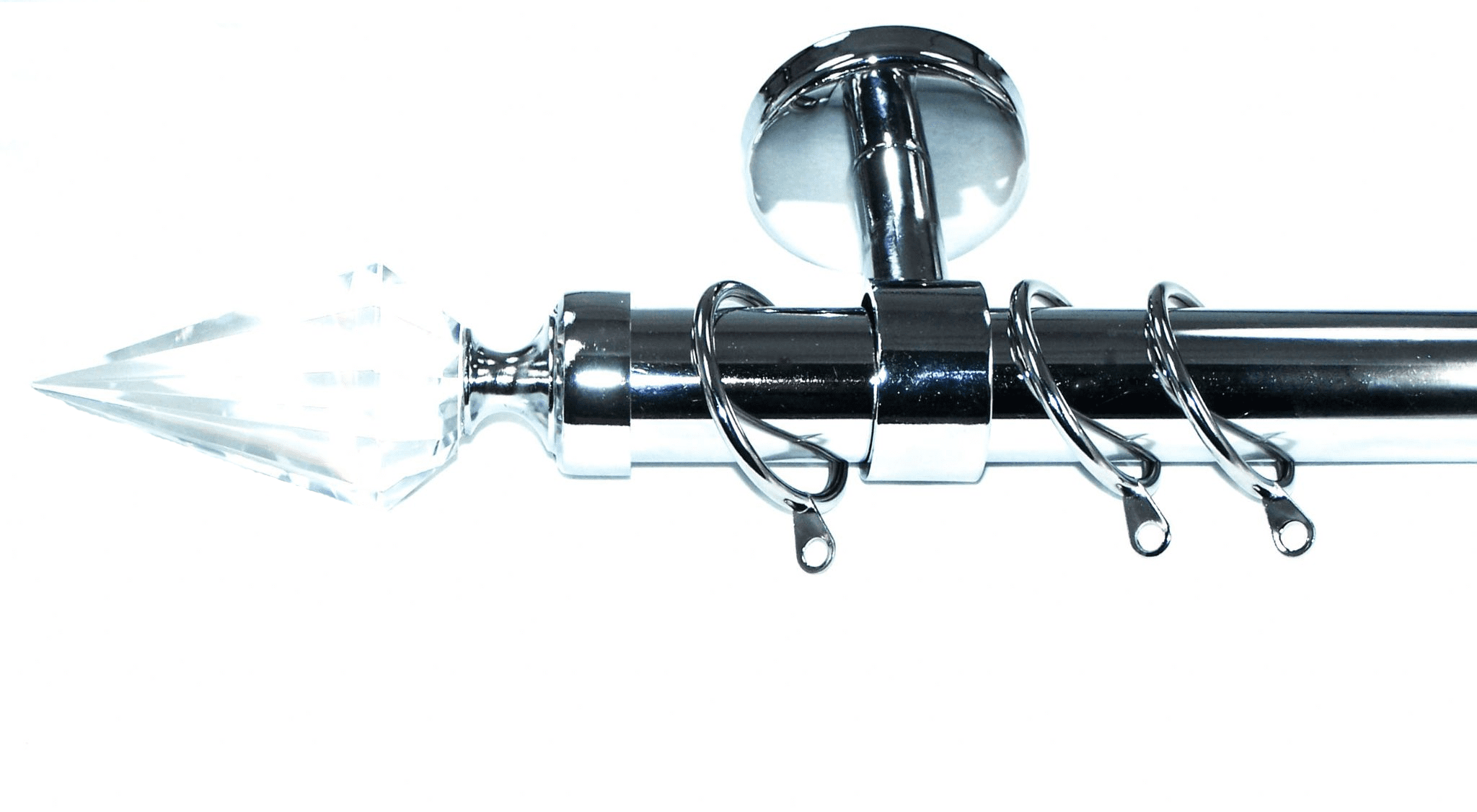 28mm Chrome Ceiling Curtain Pole Crystal Spear Finials