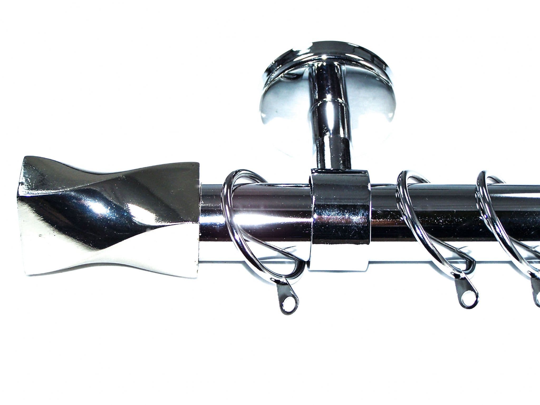 28mm Chrome Ceiling Curtain Pole Twisted Barrel Finials
