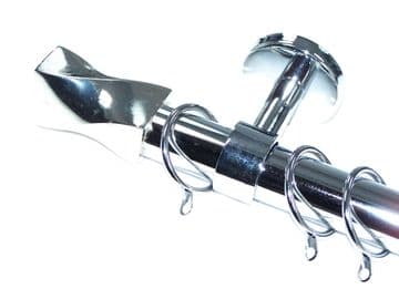 28mm Chrome Ceiling Curtain Pole Twisted Barrel Finials