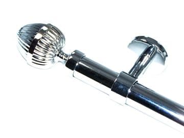 28mm Chrome Ceiling Eyelet Curtain Pole Acorn Finials