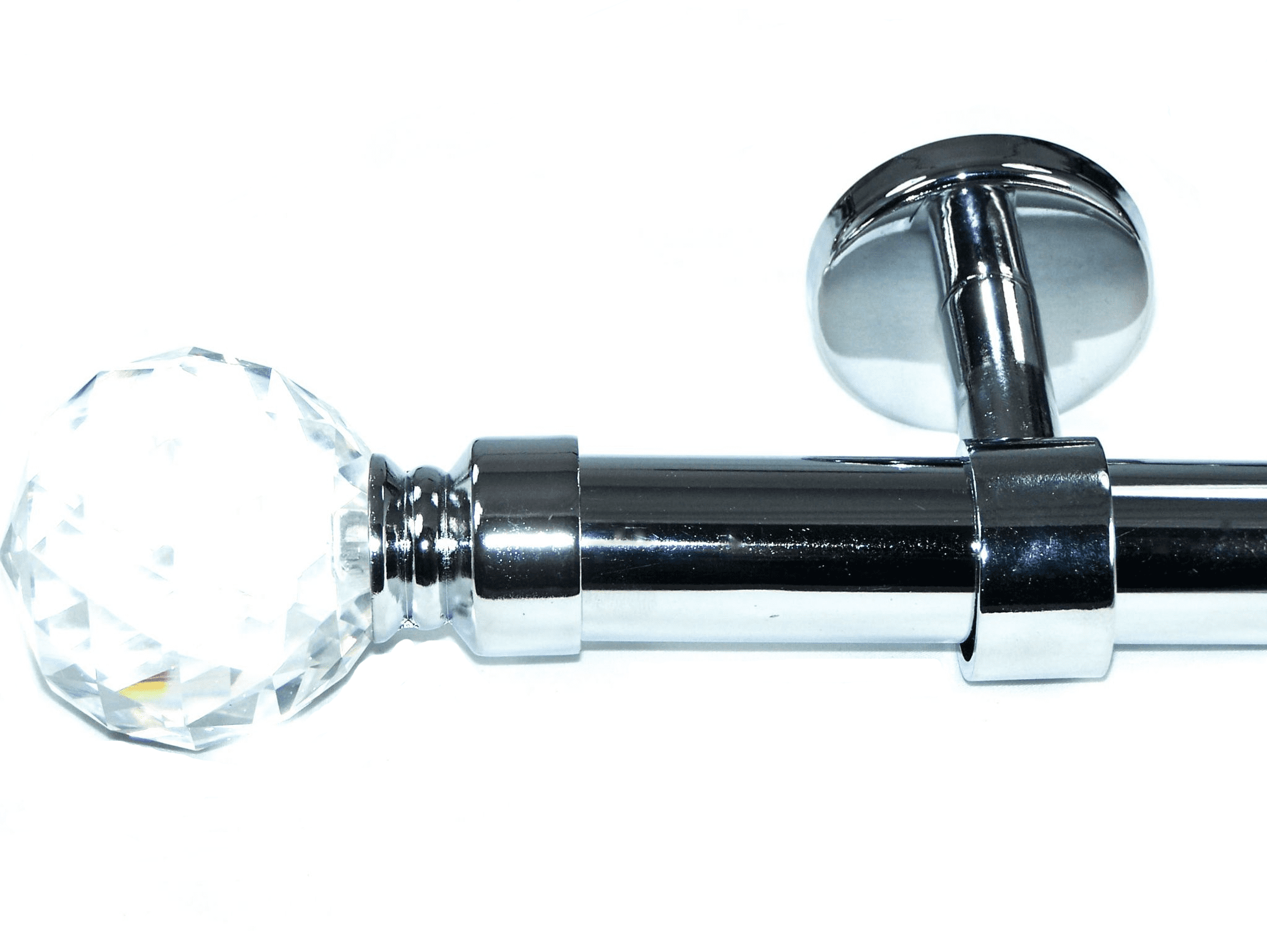 28mm Chrome Ceiling Eyelet Curtain Pole Crystal Ball Finials