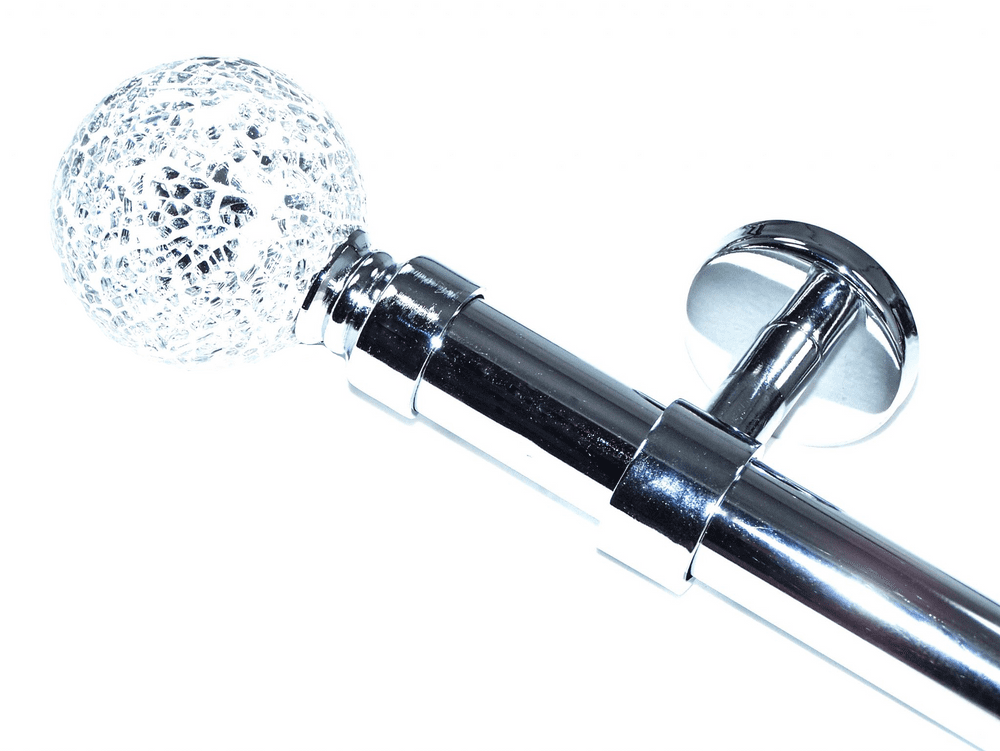 28mm Chrome Ceiling Eyelet Curtain Pole Mosaic Ball Finials