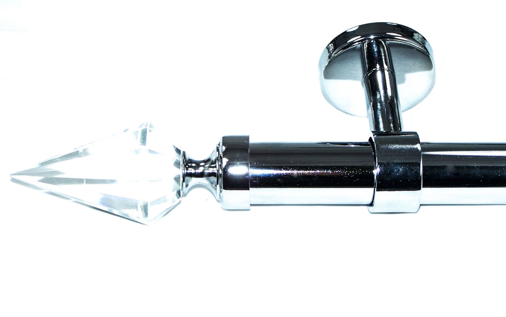 28mm Chrome Ceiling Eyelet Pole Crystal Spear Finials 1 8m / 3 6m
