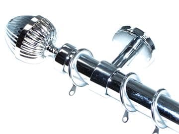 28mm Chrome Ceiling Pole Glider Rings Acorn Finials