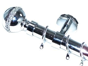 28mm Chrome Ceiling Pole Glider Rings Diamante Cluster Ball Finials