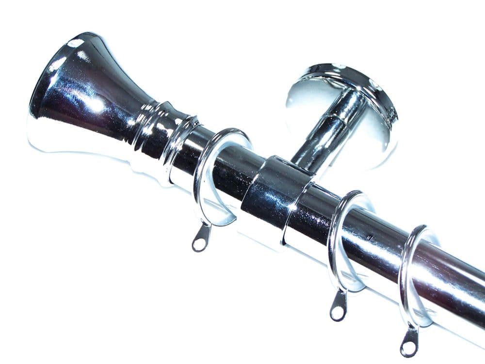 28mm Chrome Ceiling Pole Glider Rings Hammerhead Finials