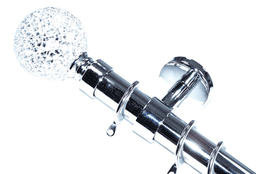 28mm Chrome Ceiling Pole Glider Rings Mosaic Ball Finials