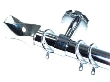 28mm Chrome Ceiling Pole Glider Rings Twisted Barrel Finials