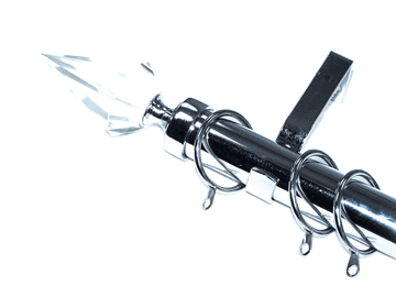 28mm Chrome Curtain Pole Crystal Spear Finials