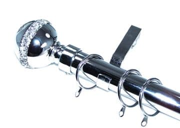 28mm Chrome Curtain Pole Diamante Encrusted Ball Finials