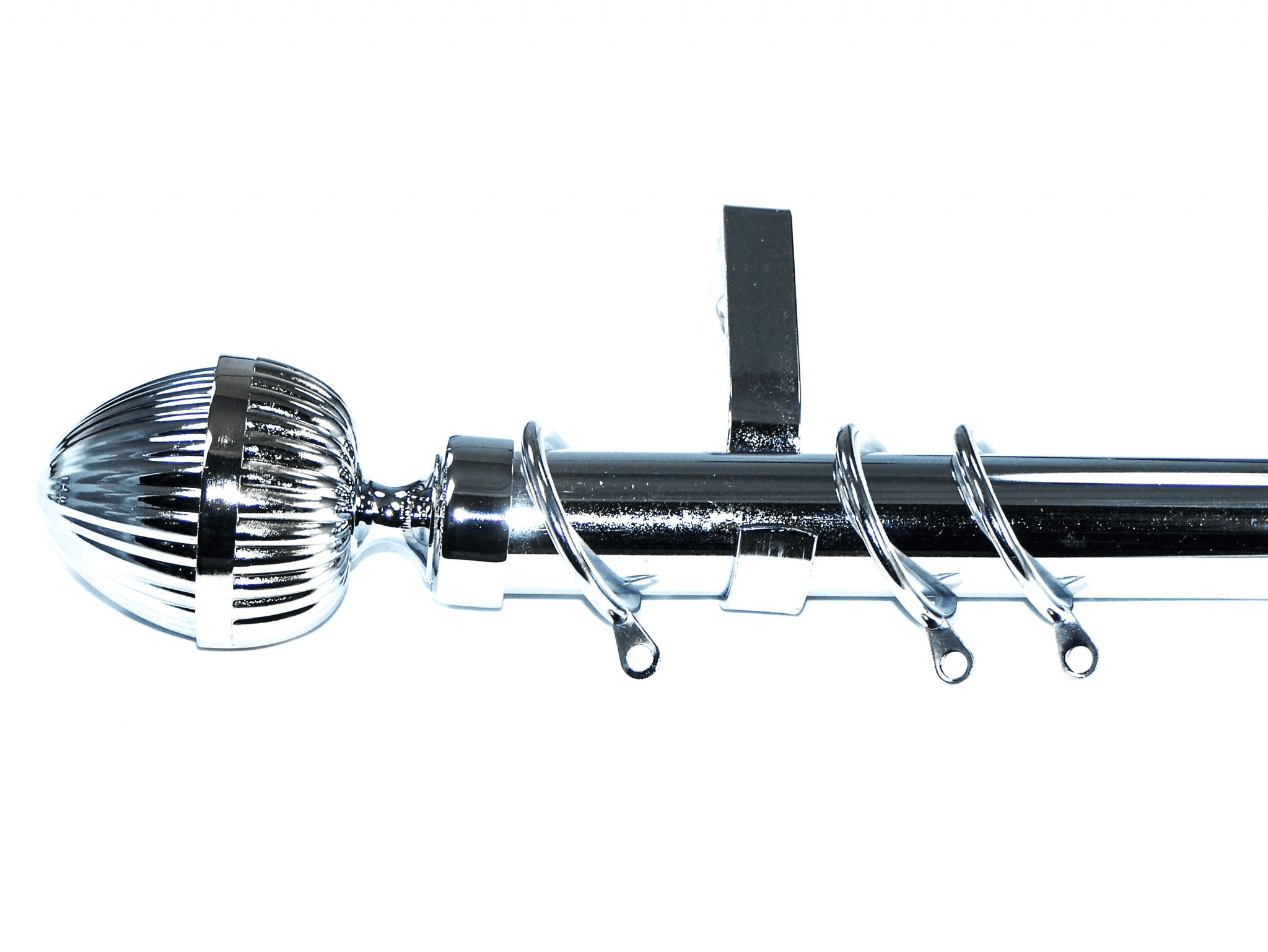 28mm Chrome Curtain Pole Glider Rings Acorn Finials