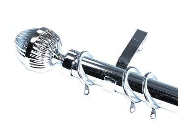 28mm Chrome Curtain Pole Glider Rings Acorn Finials