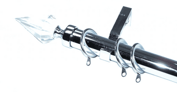 28mm Chrome Curtain Pole Glider Rings Crystal Spear Finials