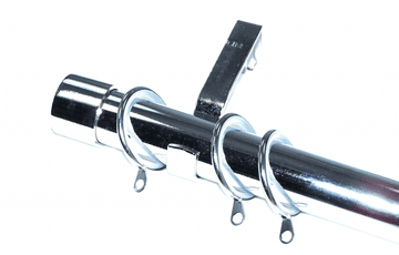 28mm Chrome Curtain Pole Glider Rings End Cap Finials