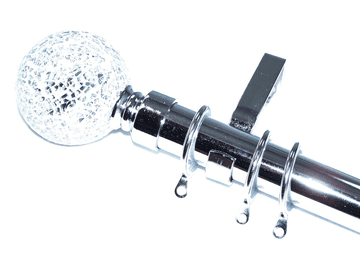 28mm Chrome Curtain Pole Glider Rings Mosaic Ball Finials