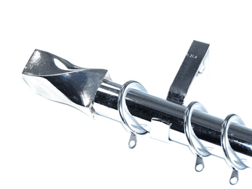 28mm Chrome Curtain Pole Glider Rings Twisted Barrel Finials